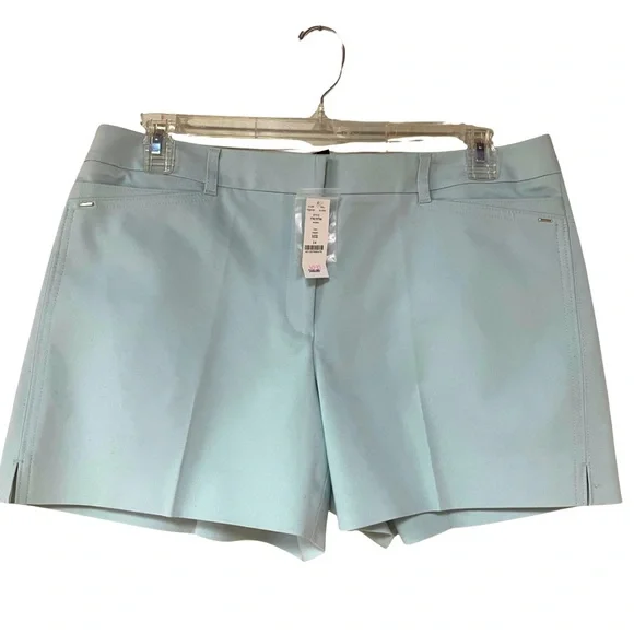 NWT White House Black Market Blue Cotton Blend Split Side Shorts Sz 14 Short - Picture 2 of 9